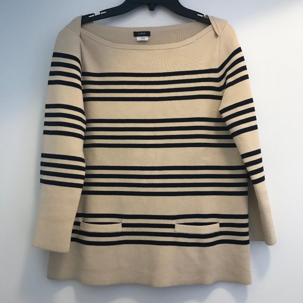 J.Crew Striped Cotton Blend 3/4 Structured Shirt